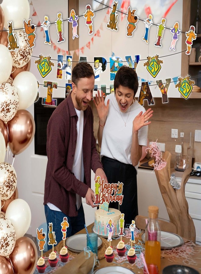 Seyal Scoby Do Theme Birthday Party Supplies - Complete Decoration Set with Banner, Cake Topper, Cupcake Toppers, and Table Decor - Mystery Dog Cartoon Party Kit for Boys and Girls - Image 5